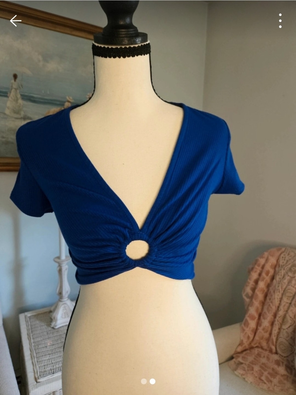 Royal Blue Ring-Front Crop Top - Women